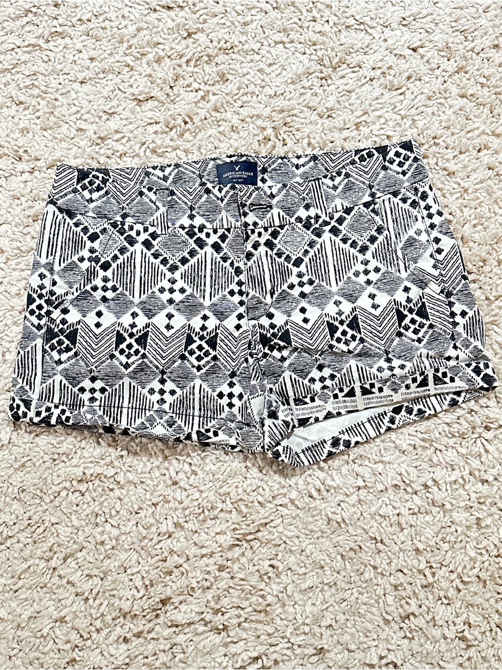 American Eagle Outfitters Black and White Patterned Midi Skirt